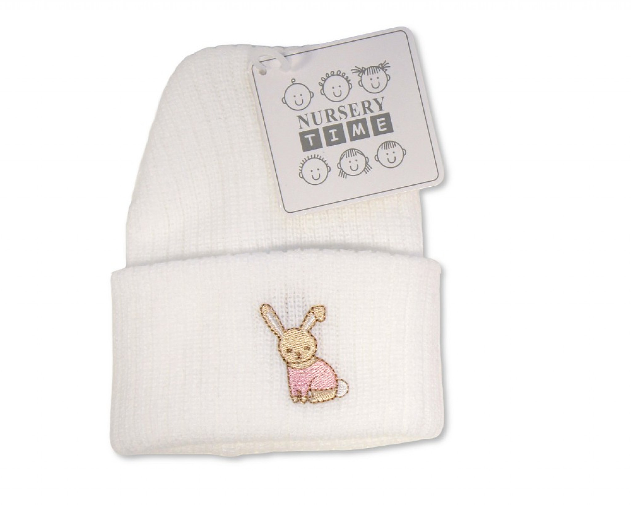 My Little Chick  5035320044637 ML0503-0463WP White/Pink Knitted "Rabbit" Hat (One Size)