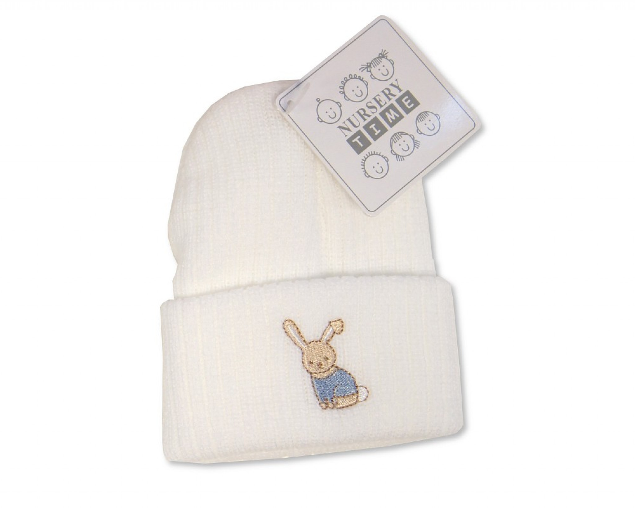 My Little Chick  5035320044637 ML0503-0463WS White/Sky Knitted "Rabbit" Hat (One Size)