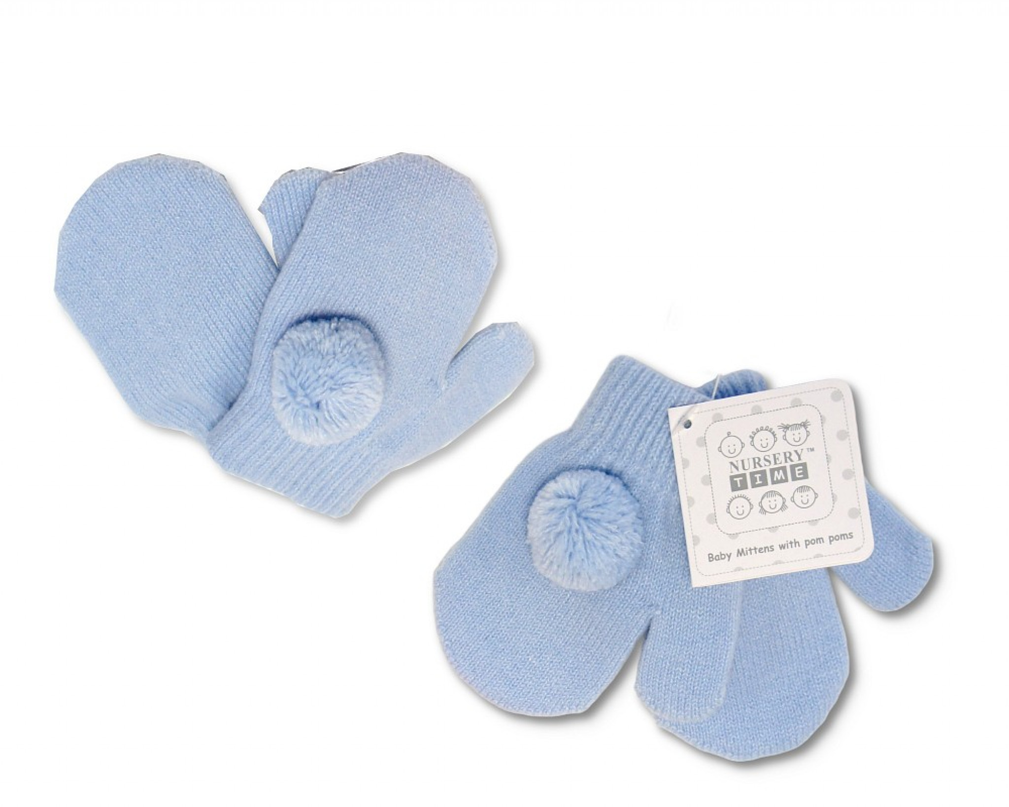 My Little Chick  5035320064642 ML0503-0464S Sky Pom Pom Mitts (One Size - 10cm)