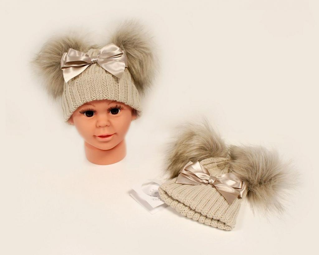 My Little Chick BW-05030625TP-M 5035320226255 ML0503-0625TP TaupeDouble Pom Hat with Bow (Choose)