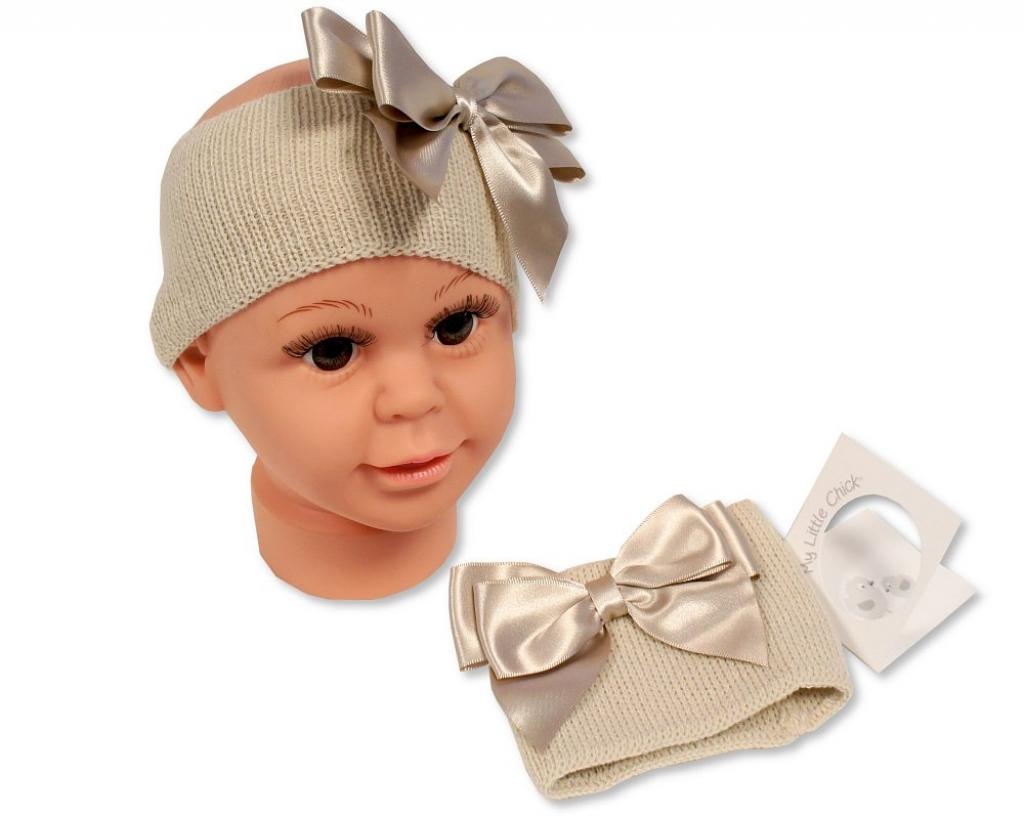 My Little Chick  5035320126265 ML0503-0626TP Taupe Knitted Headband with Bow
