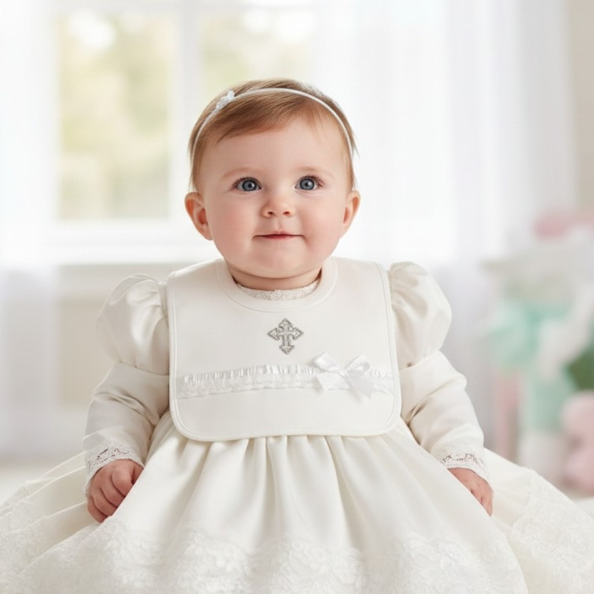 My Little Chick BW-104-837 5035320148373 ML104-837-W "Cross" Christening Bib