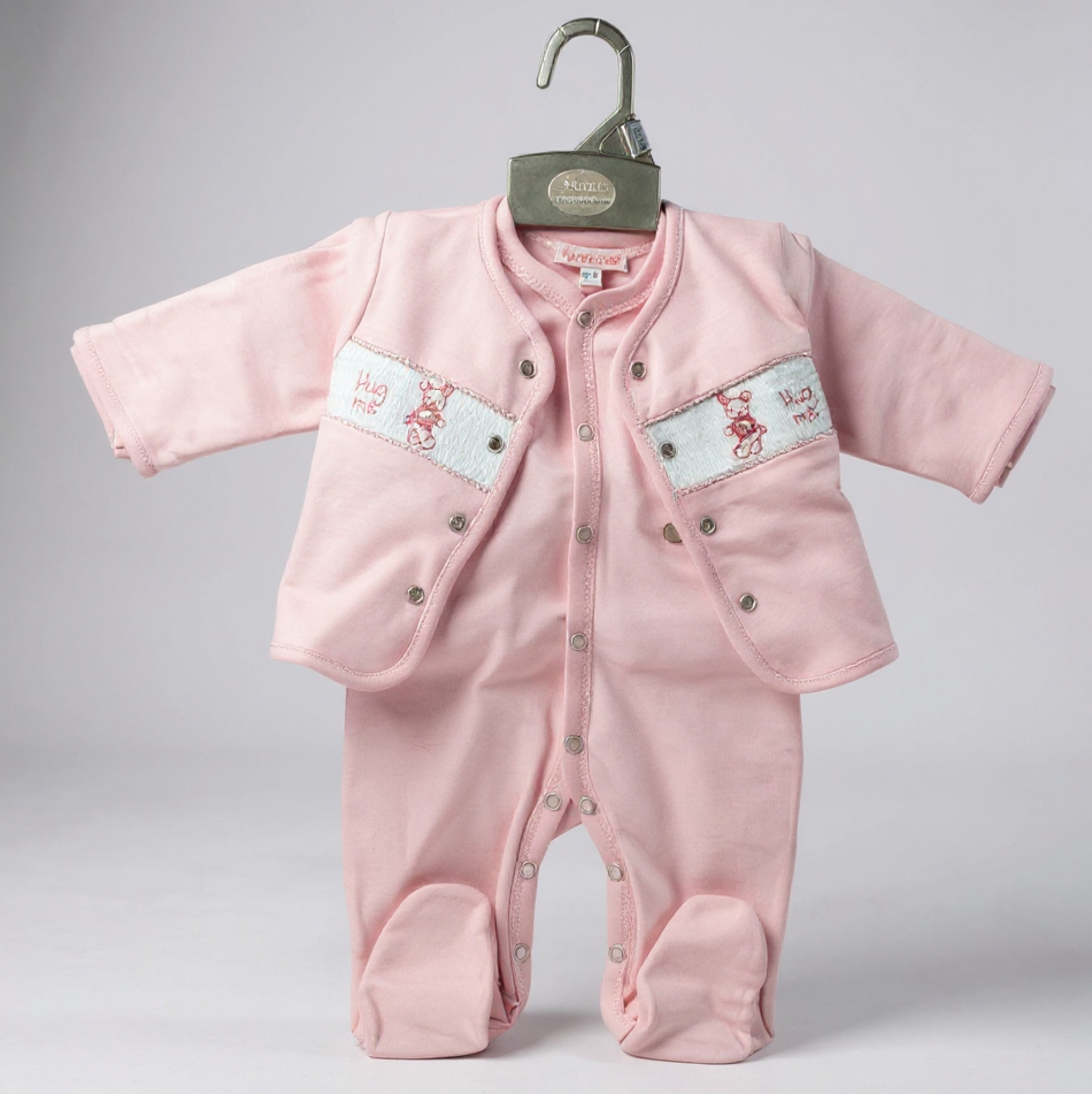 My Little Chick BW-13-385 5035320133850 ML13-385-P Smocked Cotton "Bunny" 2 Piece Set (NB-6 months)