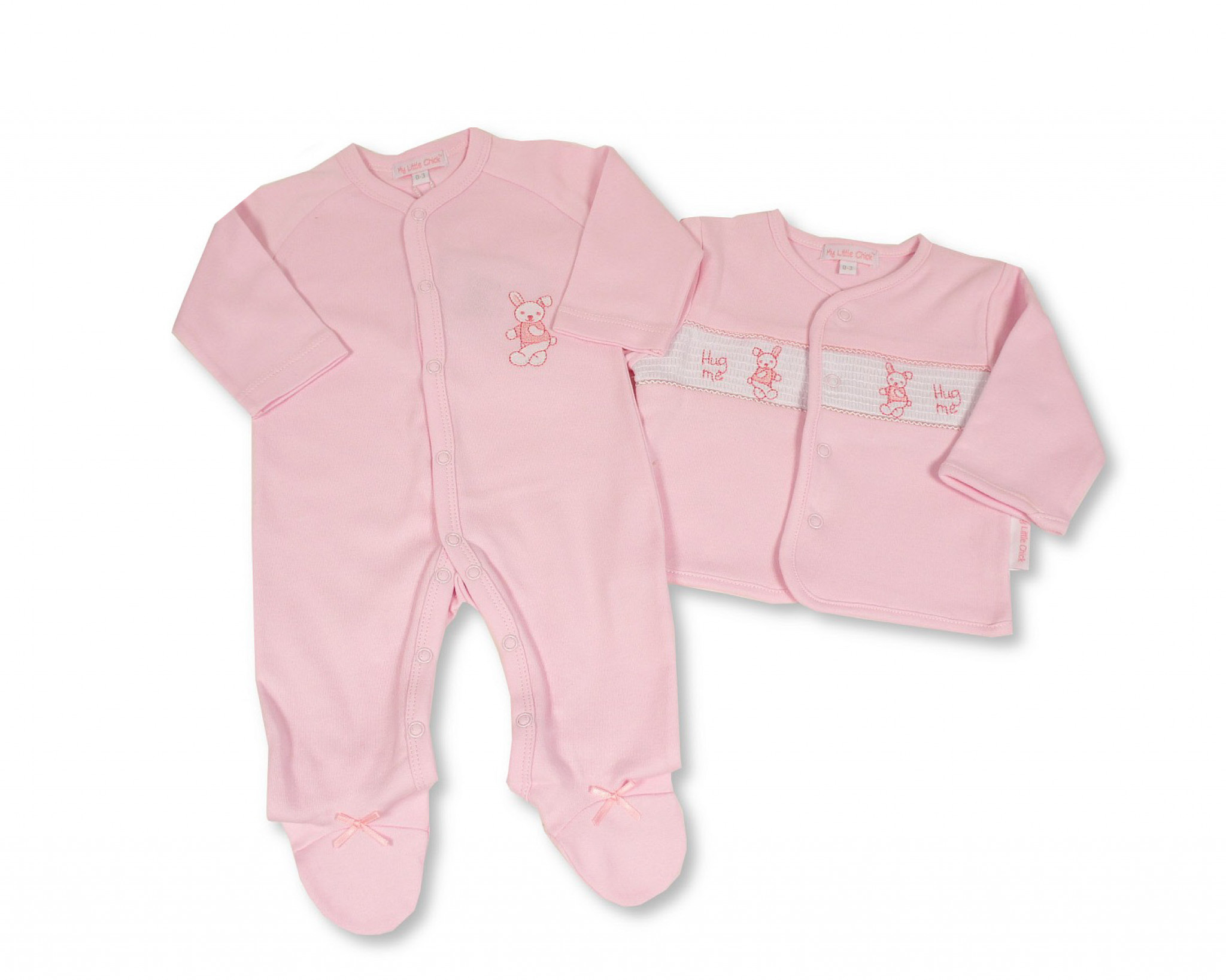 My Little Chick BW-13-385 5035320133850 ML13-385P Smocked Cotton "Bunny" 2 Piece Set (NB-6 months)