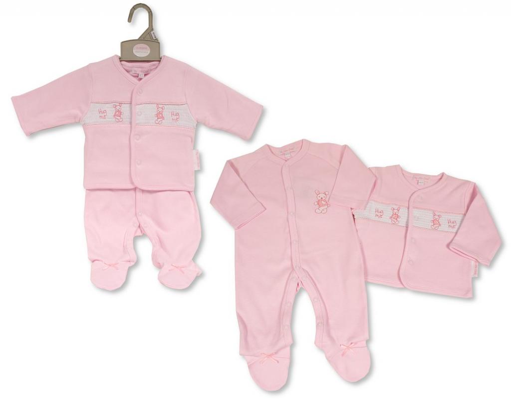 My Little Chick BW-13-385 5035320133850 ML13-385 Smocked Cotton "Bunny" 2 Piece Set (NB-6 months)