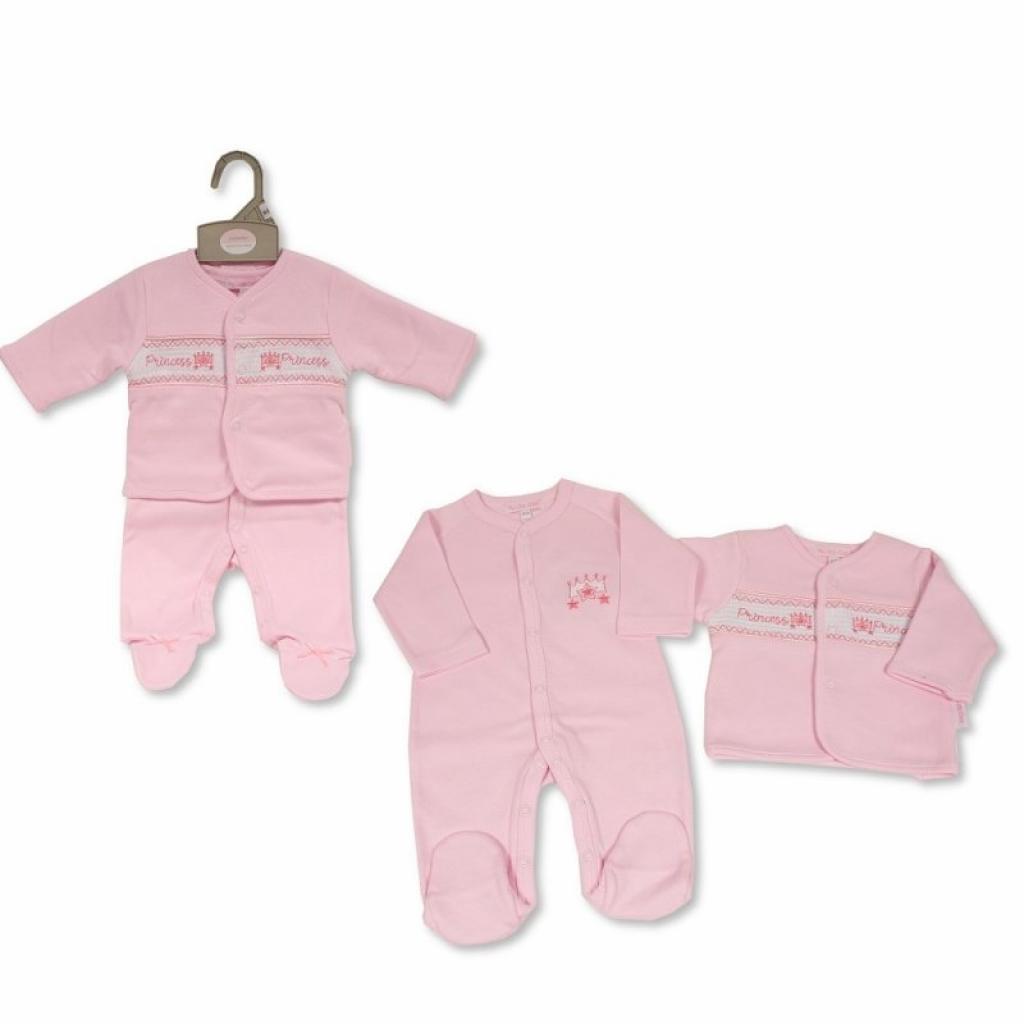 My Little Chick BW-13-386 5035320133867 ML13-386 Smocked Cotton "Princess" 2 Piece Set (NB-6 months)