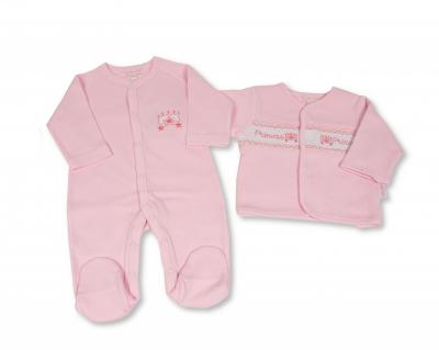 My Little Chick BW-13-386 5035320133867 ML13-386-P Smocked Cotton "Princess" 2 Piece Set (NB-6 months)