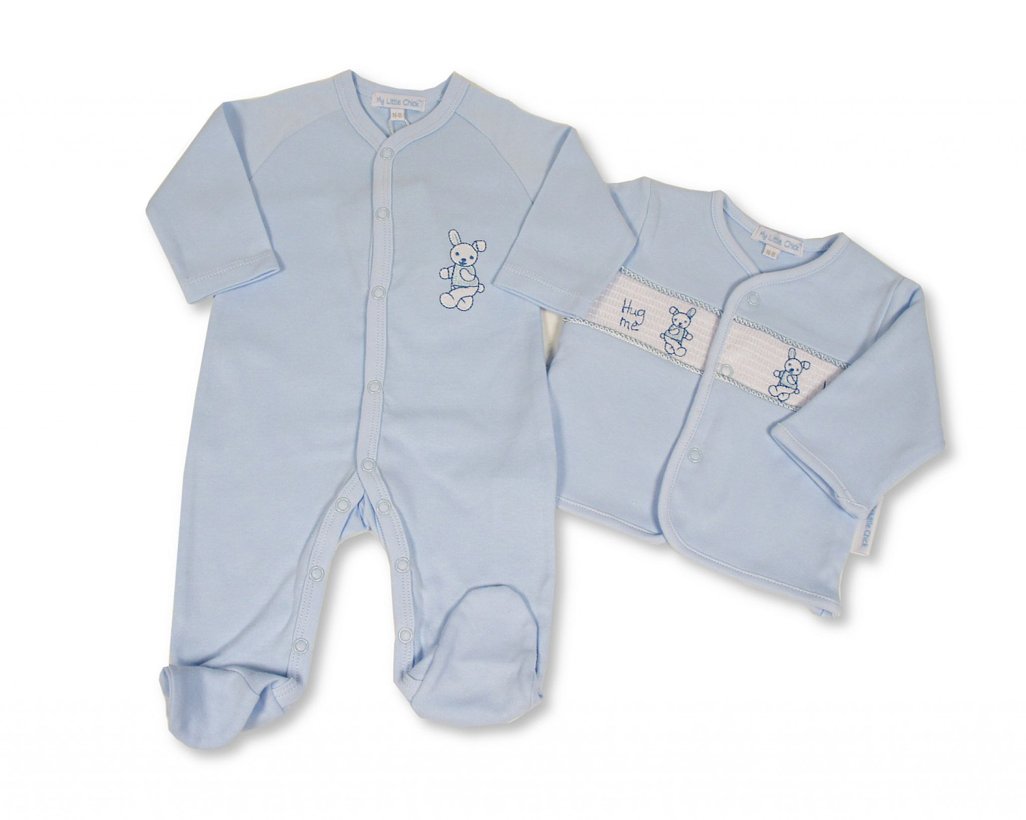 My Little Chick BW-13-392 5035320133928 ML13-392S Smocked Cotton "Bunny" 2 Piece Set (NB-6 months)