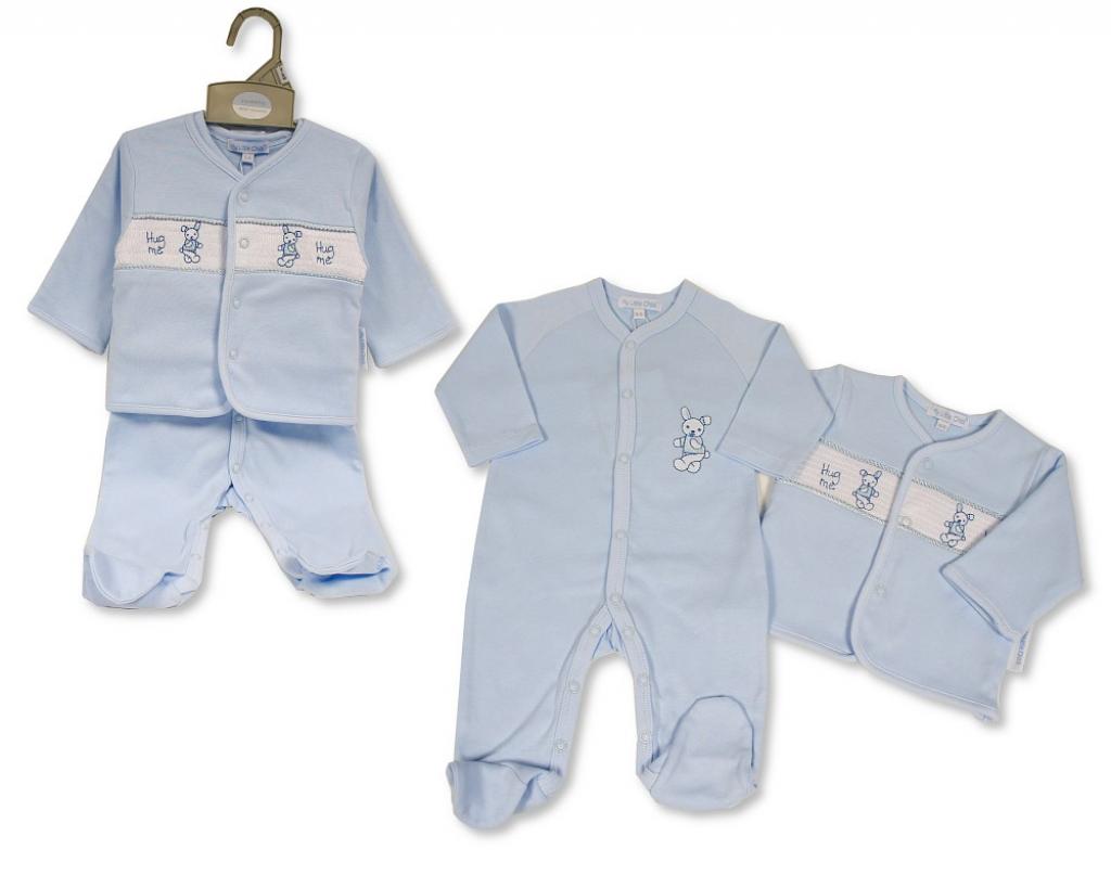 My Little Chick BW-13-392 5035320133928 ML13-392 Smocked Cotton "Bunny" 2 Piece Set (NB-6 months)