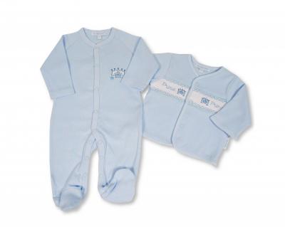 My Little Chick BW-13-393 5035320133935 ML13-393-S Smocked Cotton "Prince" 2 Piece Set (NB-6 months)