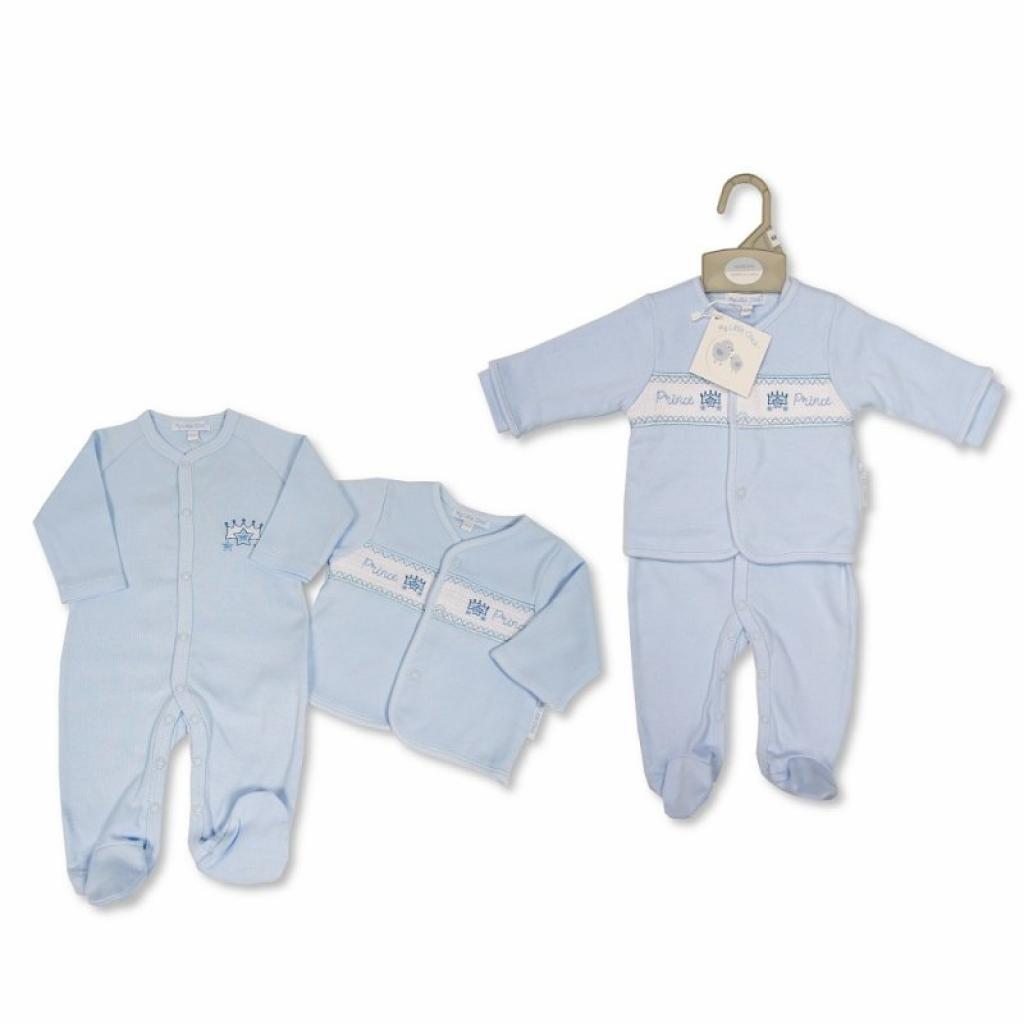 My Little Chick BW-13-393 5035320133935 ML13-393o Smocked Cotton "Prince" 2 Piece Set (NB-6m) ODDS