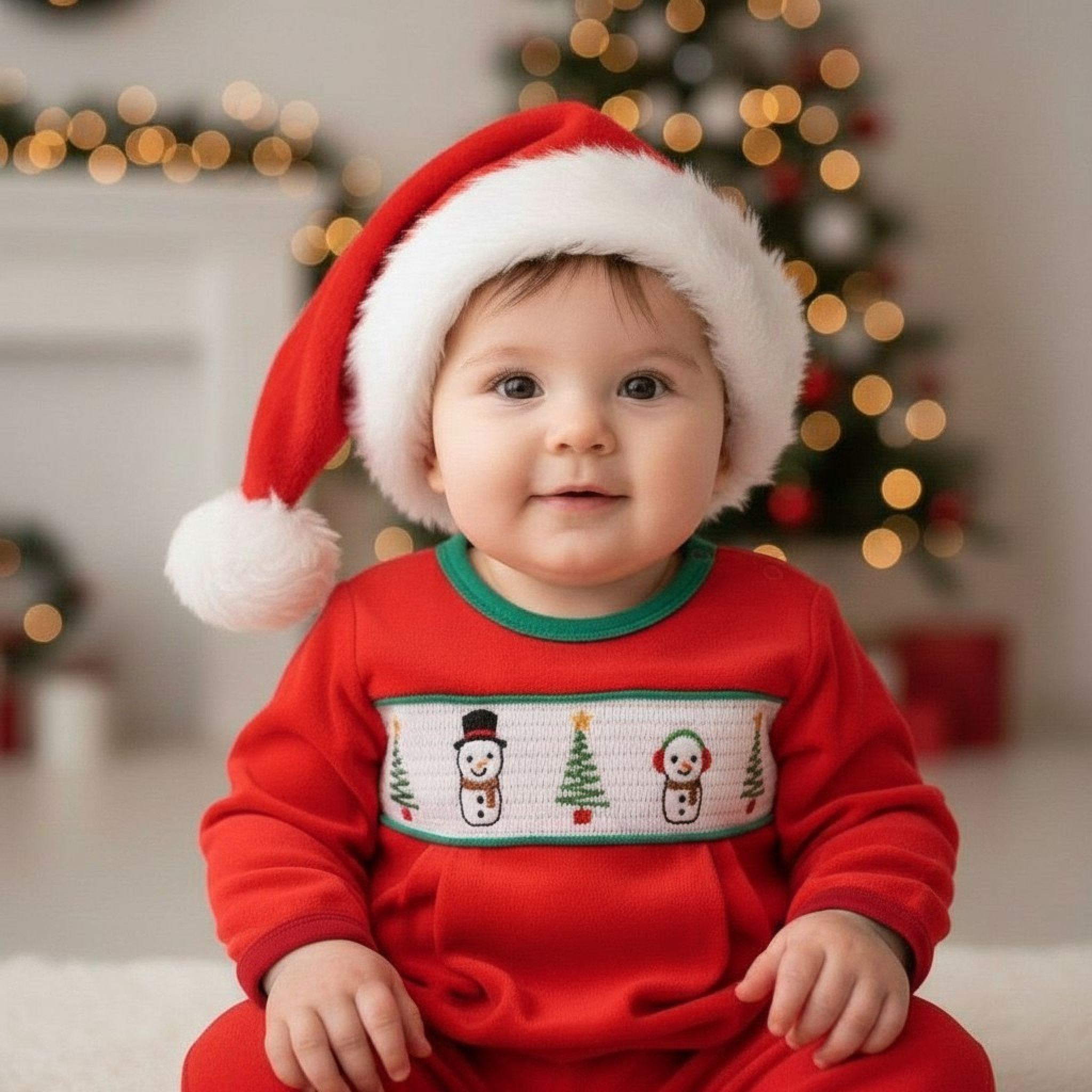 My Little Chick BW-13-397 5035320133973 ML13-397-R  Smocked "Snowman" Velour All in One (Newborn - 6m)