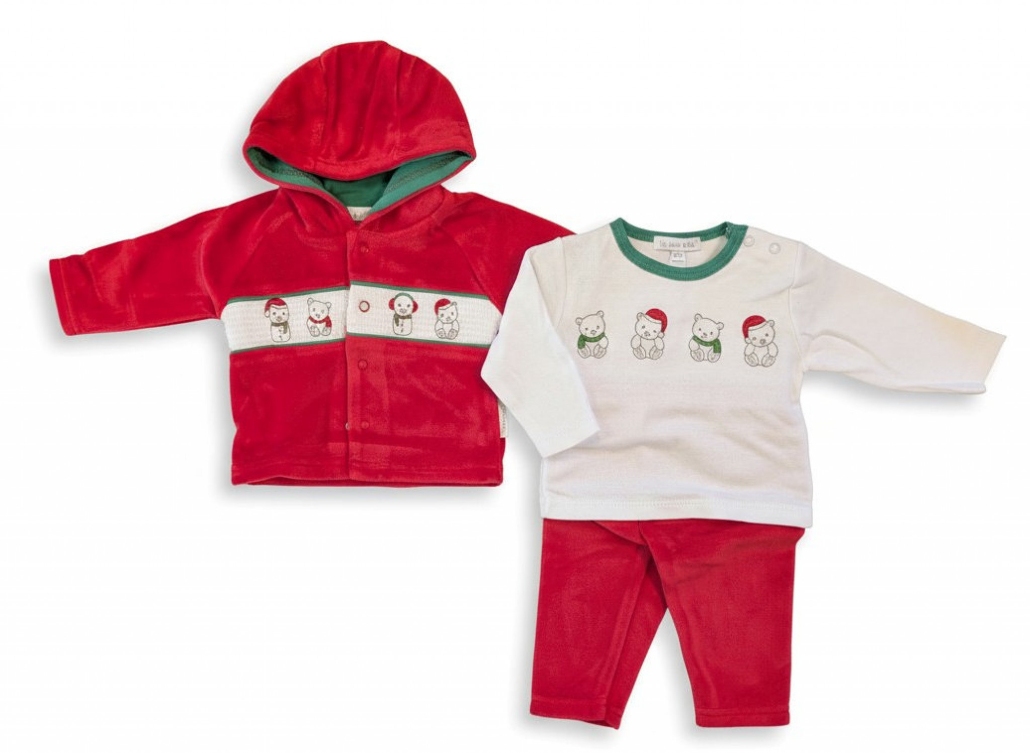 My Little Chick BW-13-399 5035320133997 ML13-399R Smocked Velour "Snowman" 3 Piece Set (NB-6 months)