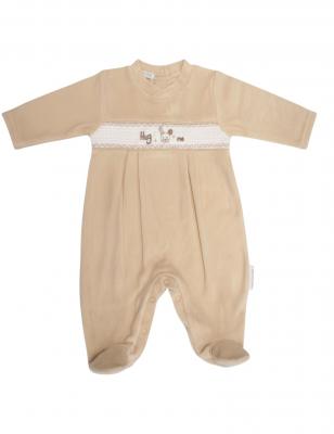 My Little Chick BW-13-412 5035320134123 ML13-412T Smocked "Bunny" Velour All In One (NB-6m)
