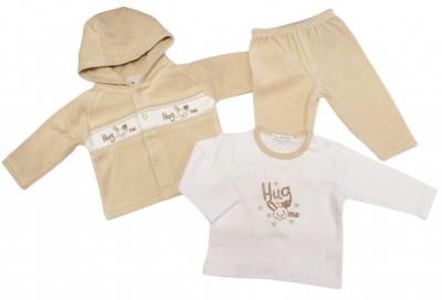 My Little Chick BW-13-413 5035320134130 ML13-413 Smocked "Bunny" Velour 3 Piece Set (NB-6m)