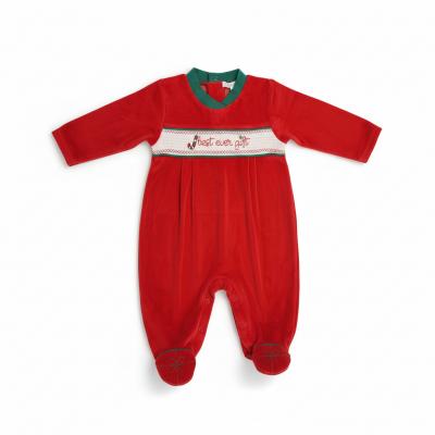 My Little Chick BW-13-419 5035320134192 ML13-419R Smocked "Christmas" Velour All In One (NB-6m)