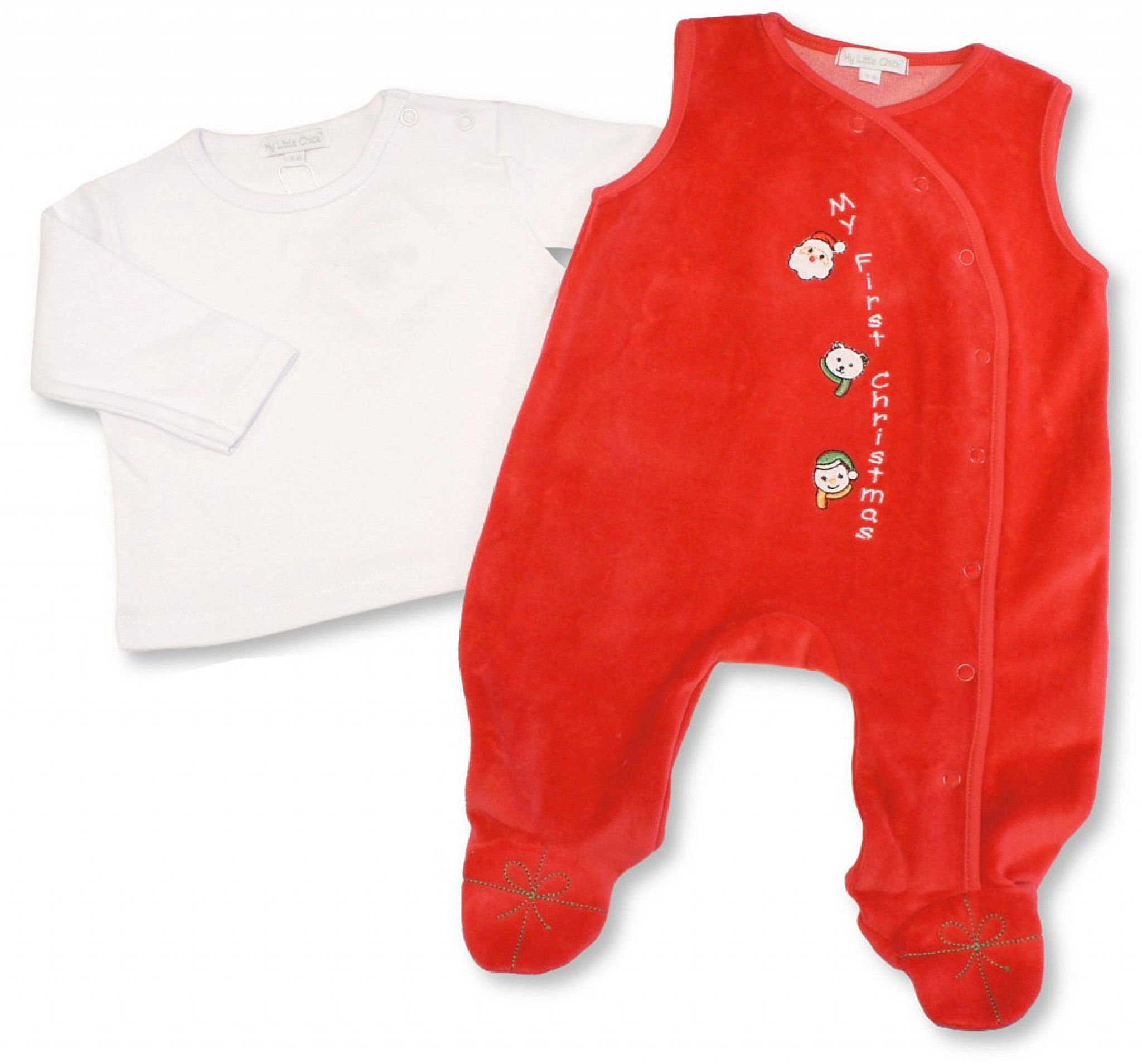 My Little Chick BW-13-424 5035320134246 ML13-424R "Christmas" Velour 2 Piece Set (NB-6m)