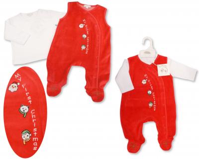 My Little Chick BW-13-424 5035320134246 ML13-424 "Christmas" Velour 2 Piece Set (NB-6m)