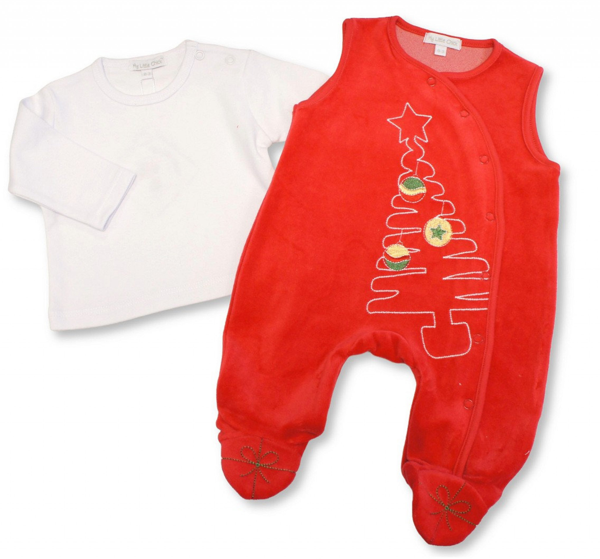 My Little Chick BW-13-425 5035320134253 ML13-425R "Christmas" Velour 2 Piece Set (NB-6m)