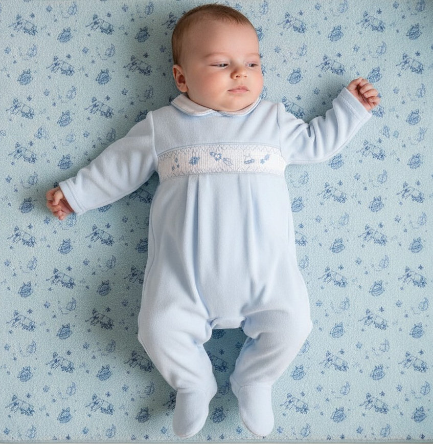 My Little Chick BW-13-426 5035320134260 ML13-426S Smocked Velour "Space" All In One (NB-6 months)