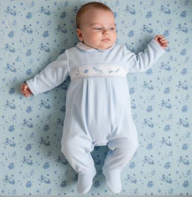 ML13-426S  Smocked Velour "Space" All In One  (NB-6 months)