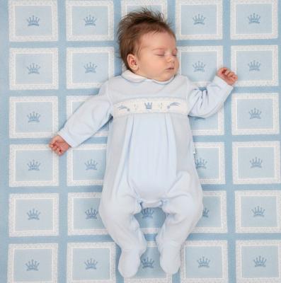 ML13-427S  Smocked Velour "Prince" All In One  (NB-6 months)