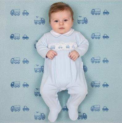 ML13-429S  Smocked Velour "Vehicles" All In One  (NB-6 months)
