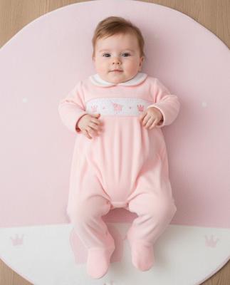 ML13-432P  Smocked Velour "Elephant" All In One  (NB-6 months)