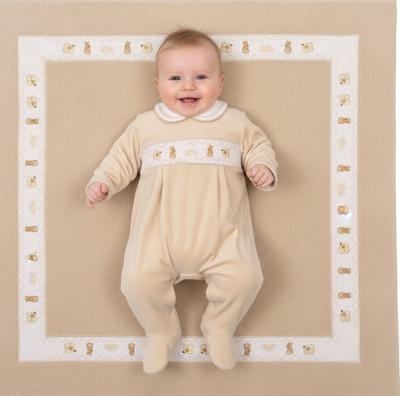 ML13-441T  Smocked Velour "Rabbit" All In One  (NB-6 months)