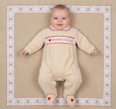 ML13-442T  Smocked Velour "I Love" All In One  (NB-6 months)