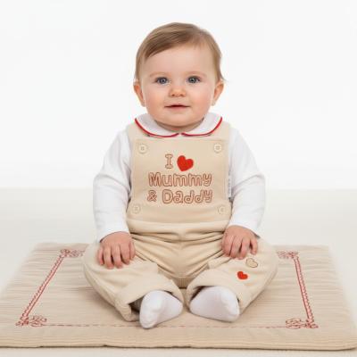 ML13-443T  Velour "I Love" Dungaree Set  (NB-6 months)