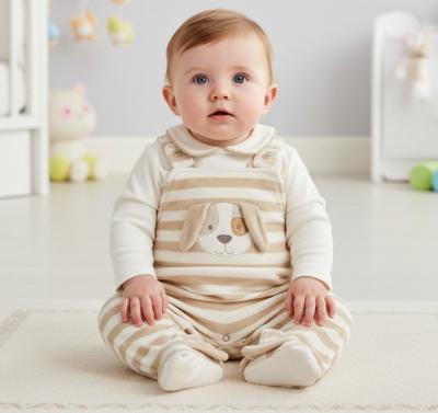ML13-446T  Velour "Puppy" Dungaree Set  (NB-6 months)