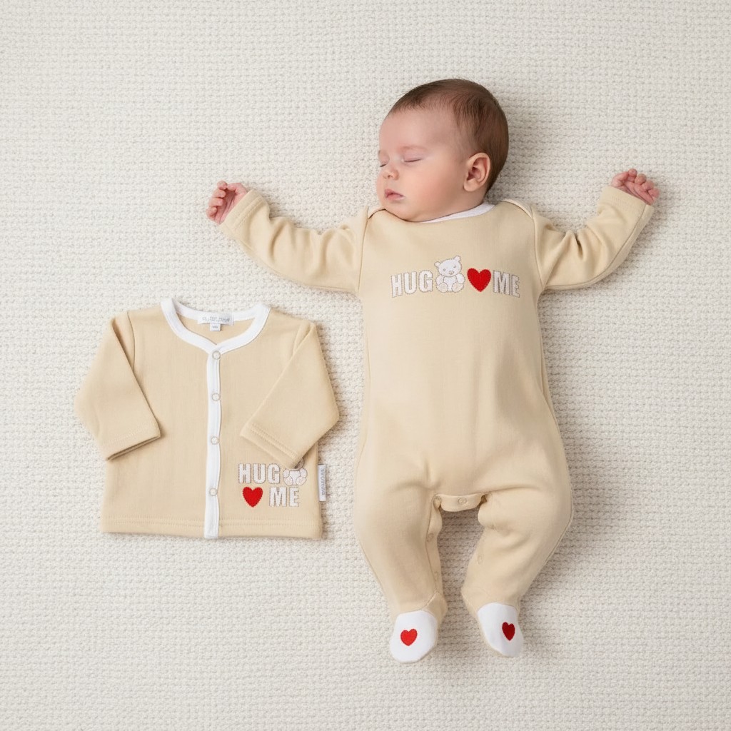 My Little Chick BW-13-434 5035320134543 ML13-454 Cotton All In One and Jacket "Hug Me" (NB-6m)
