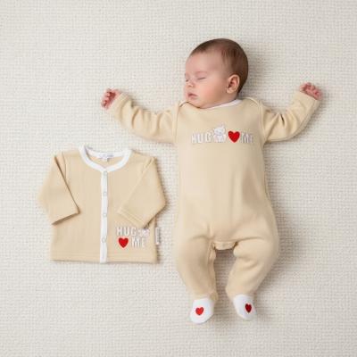 ML13-454  Cotton All In One and Jacket "Hug Me"  (NB-6m)