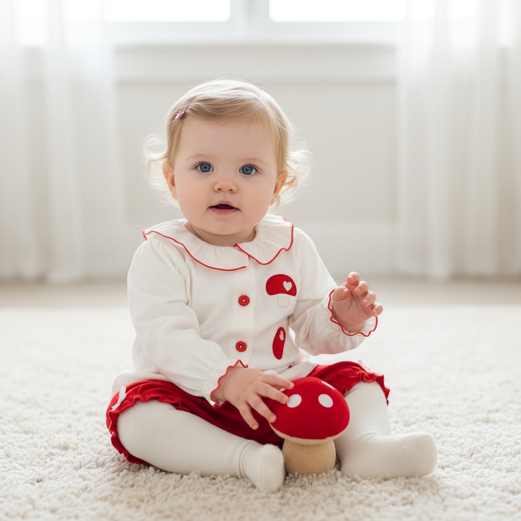 Just For Me BIS-2020-2719  JF20-2719 "Mushroom" Short Set (NB-6 months)