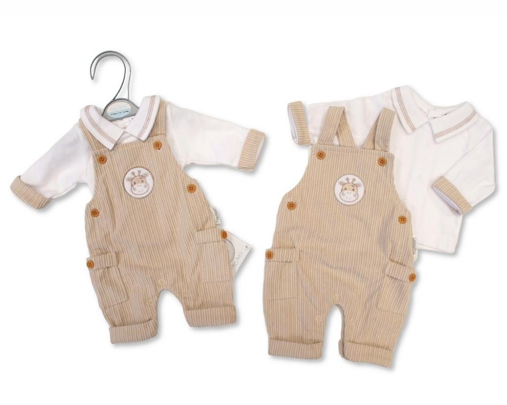 My Little Chick BIS-20-728 5035320707280 ML20-728 Corduroy "Giraffe" Dungaree Set (3-8lbs)