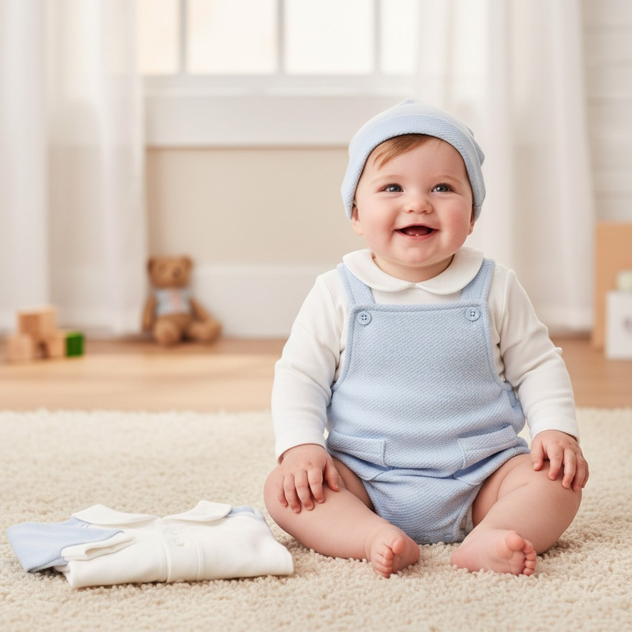 My Little Chick BIS-2020-2430 5035320424309 ML2020-2430-S Dungarees Four Piece Set includes jacket (NB-6m)