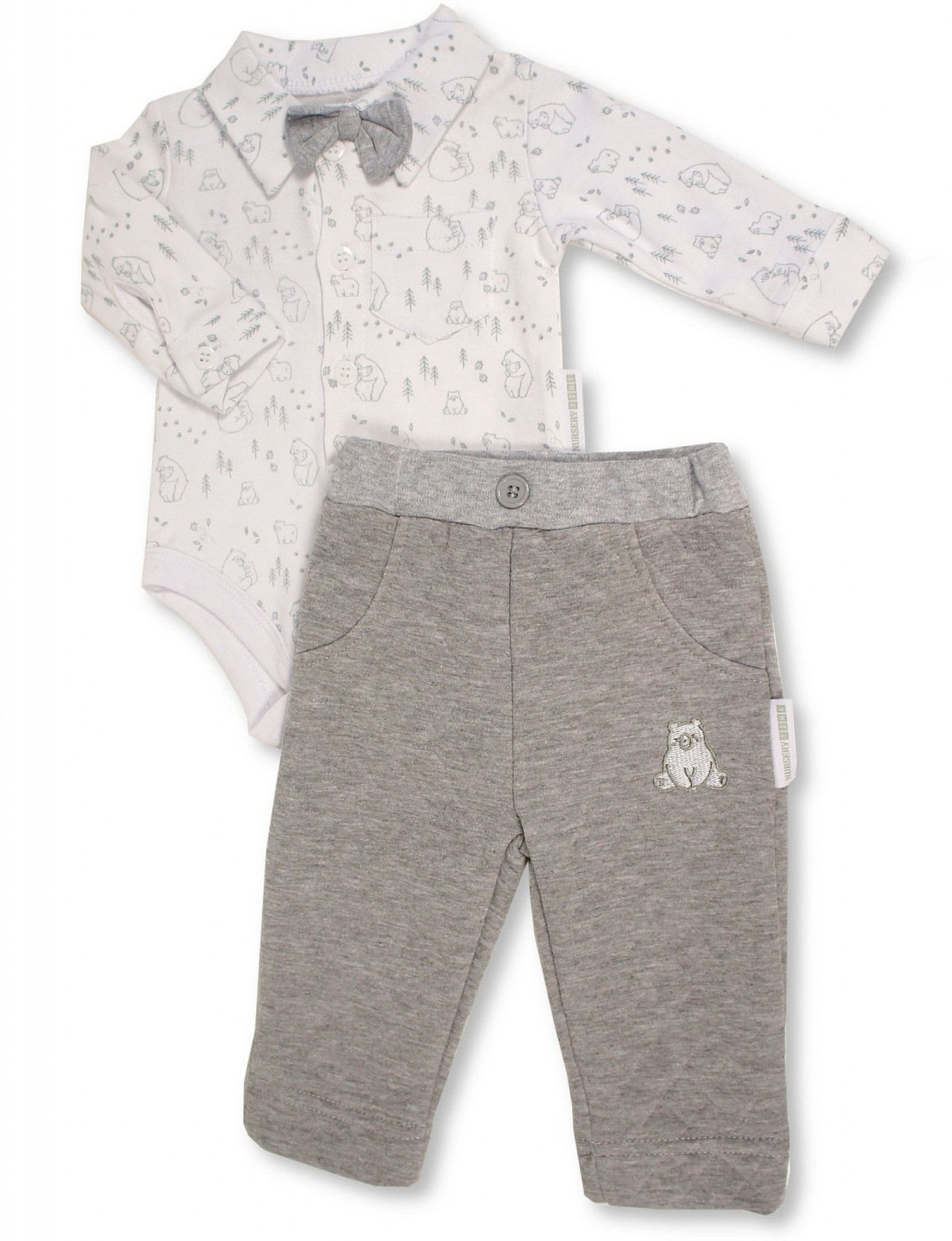 My Little Chick BIS-2020-2454 NB=5035320424545, 0-3 =503532052542, 3-6=5035320624549 ML2020-2454G "Baby Bear" Two Piece Set (NB-6m)