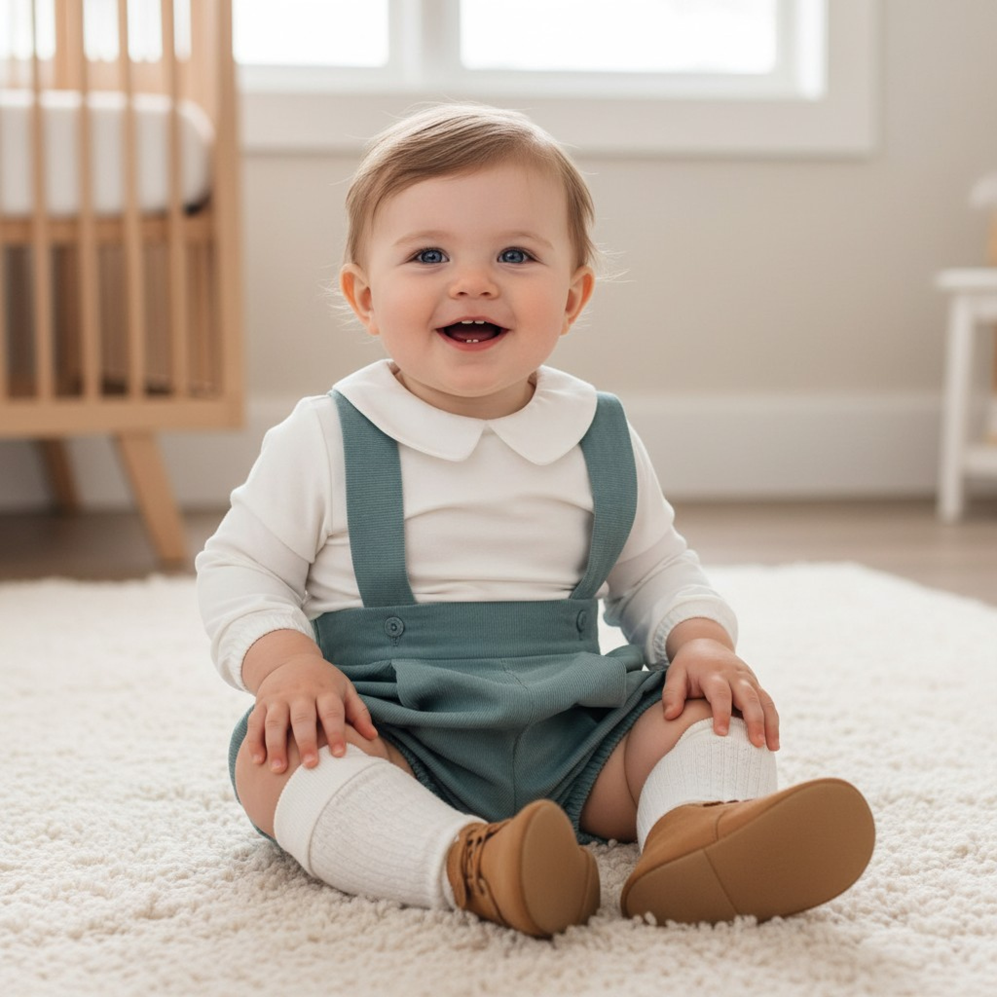 My Little Chick 2020-2473PB  ML2020-2473 Cord Dungaree Set (0-12 months)