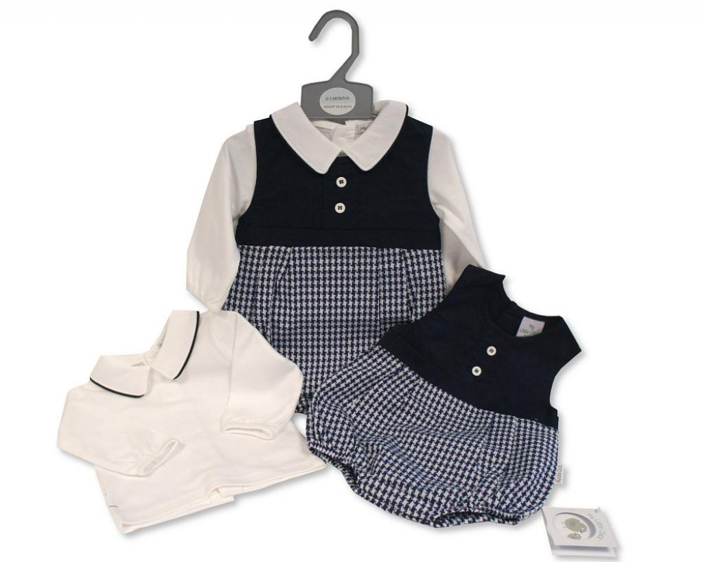 My Little Chick BIS-2020-2494 5035320024943 ML2020-2494 Dogtooth Dungaree Set (NB-6m)