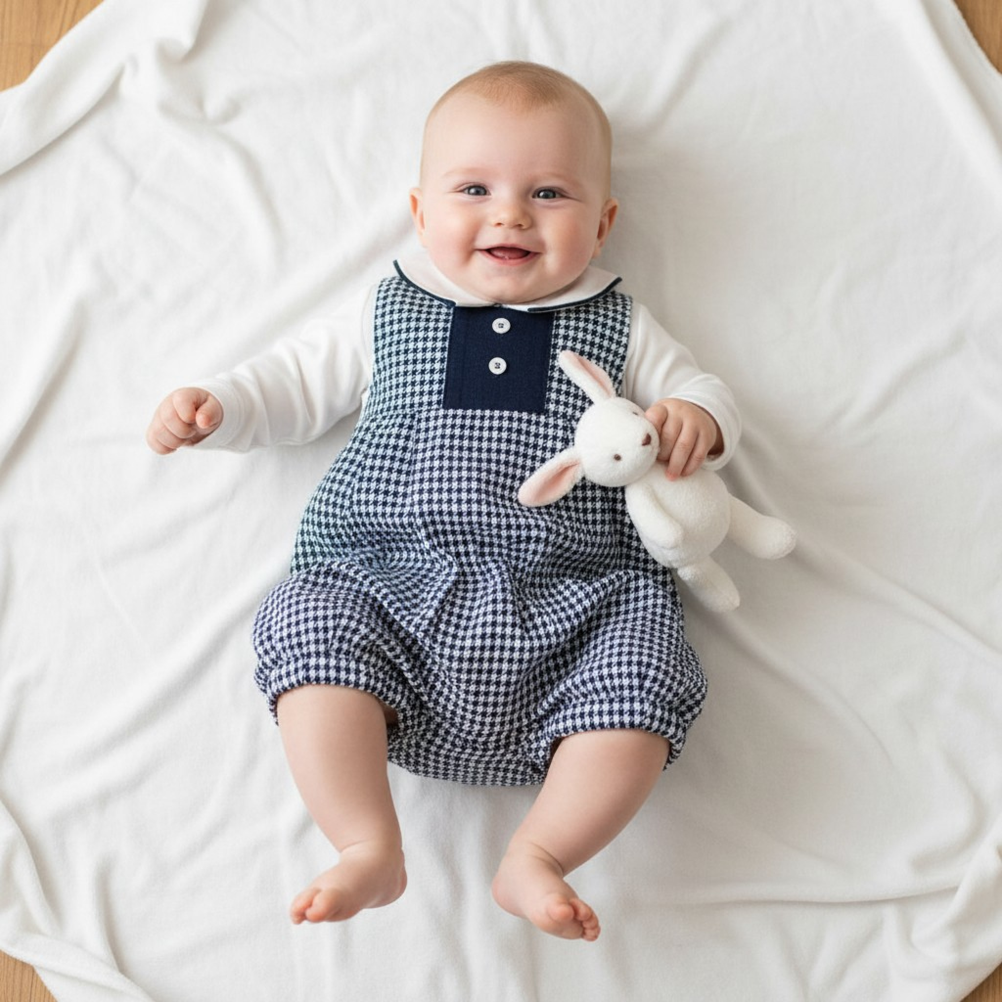 My Little Chick BIS-2020-2495 5035320024950 ML2020-2495N Dogtooth Dungaree Set (NB-6 months)
