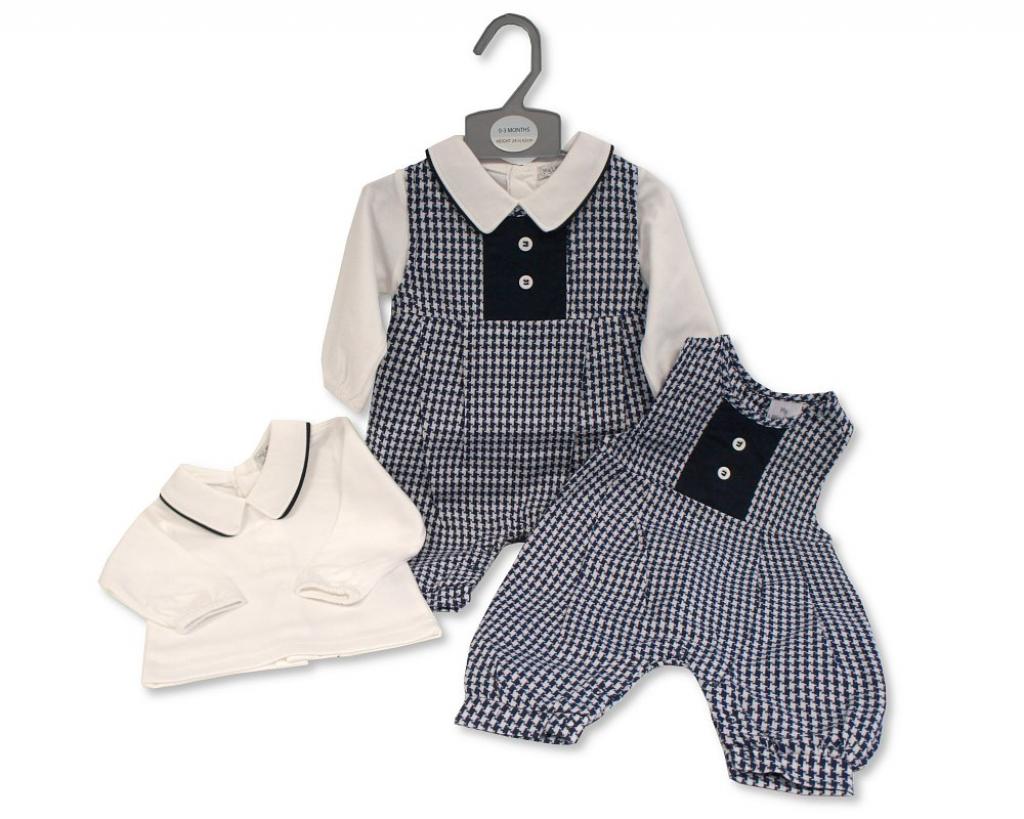 My Little Chick BIS-2020-2495 5035320024950 ML2020-2495 Dogtooth Dungaree Set (NB-6 months)