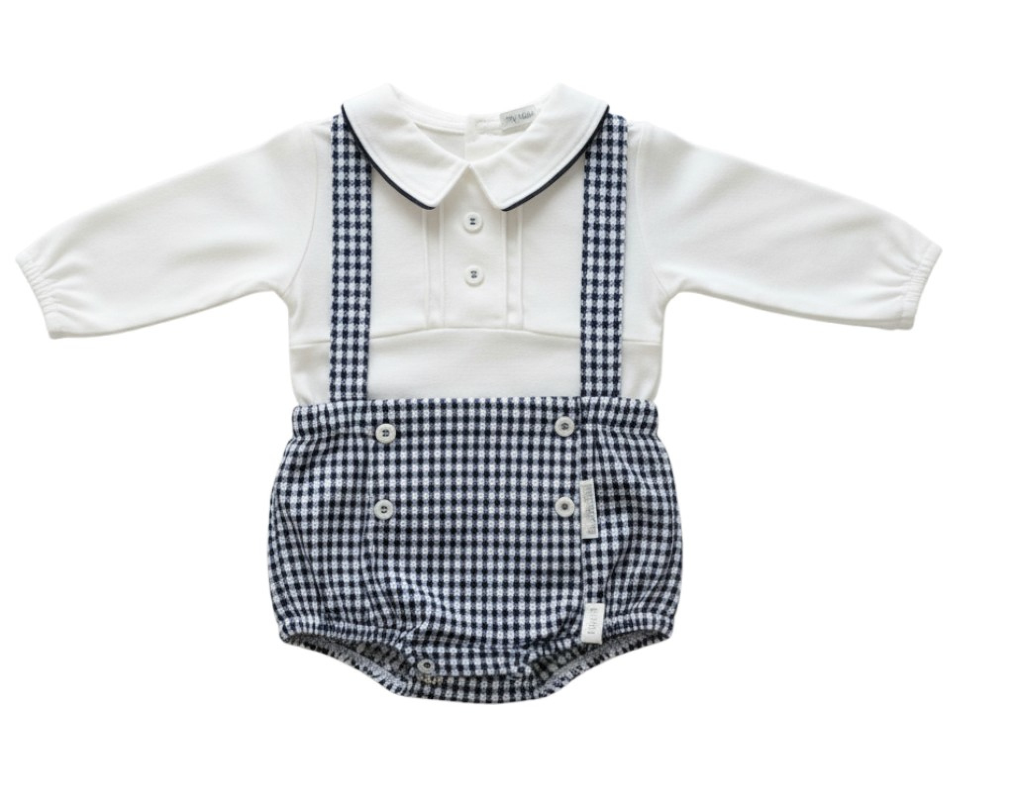 My Little Chick BIS-2020-2497 5035320024974 ML2020-2497N Dogtooth Short Dungaree Set (NB-6m)