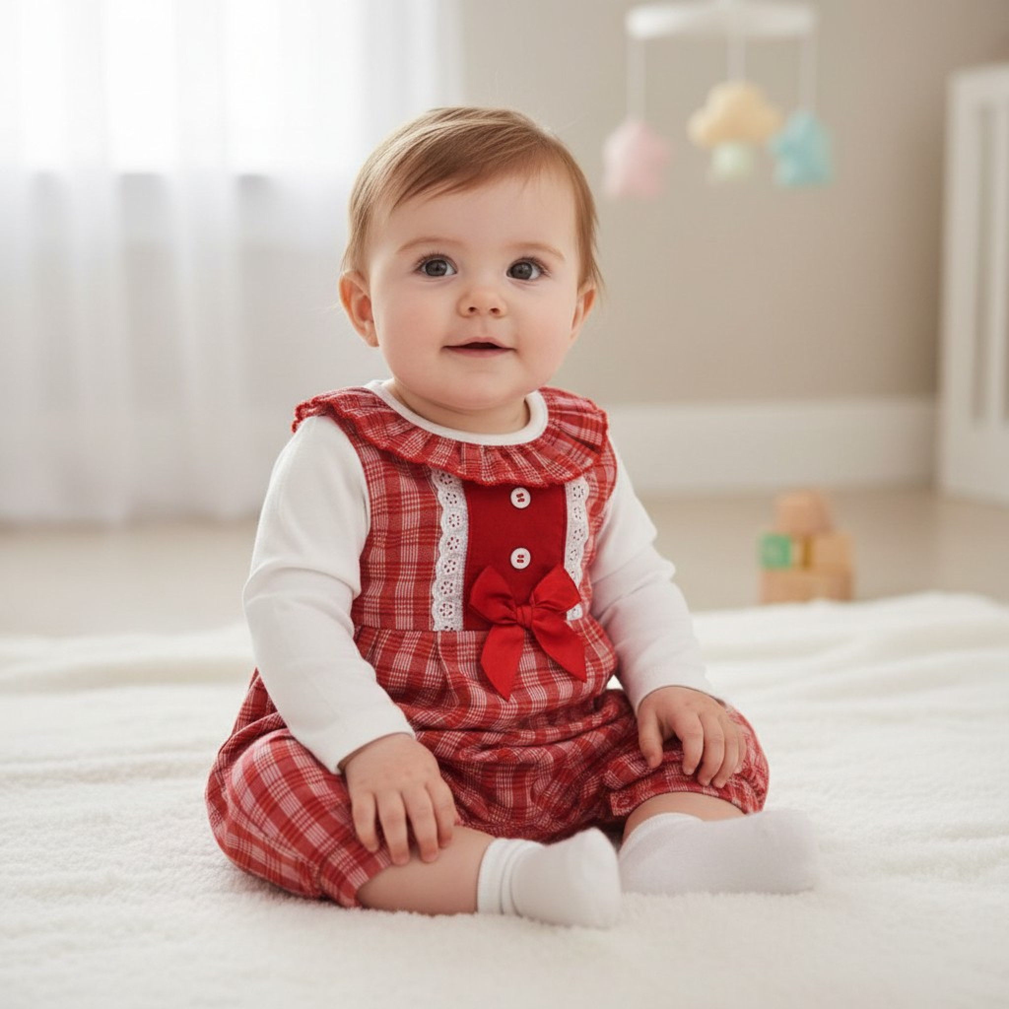 My Little Chick BIS-2020-2502 5035320025025 ML2020-2502R "Lace and Bows" Dungaree Set (NB-6m)