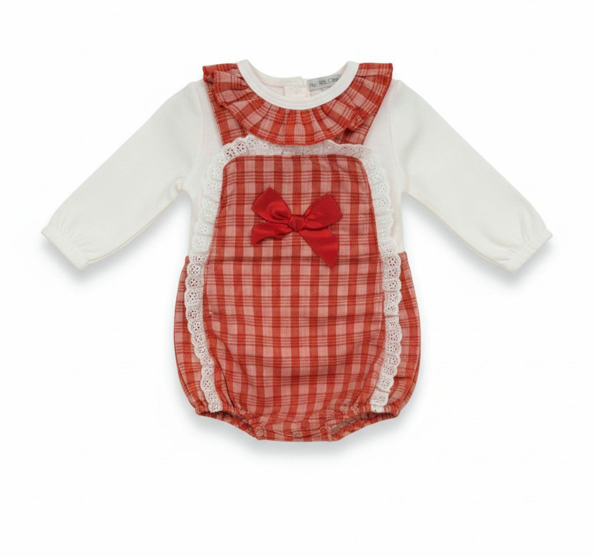 My Little Chick BIS-2020-2503 5035320025032 ML2020-2503R "Lace and Bows" Dungaree Set (NB-6m)