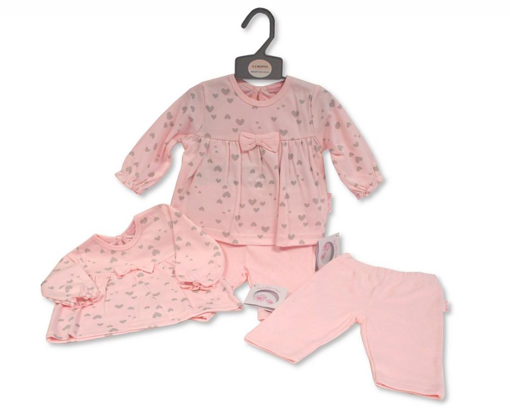 My Little Chick BIS-2020-2509 5035320025094 ML2020-2509 "Hearts" Two Piece Set (NB-6m)