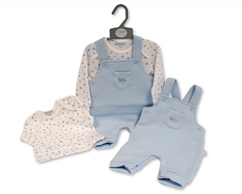 My Little Chick BIS-2020-2511 5035320025117 ML2020-2511 "Stars and Hearts" Dungaree Set (NB-6m)