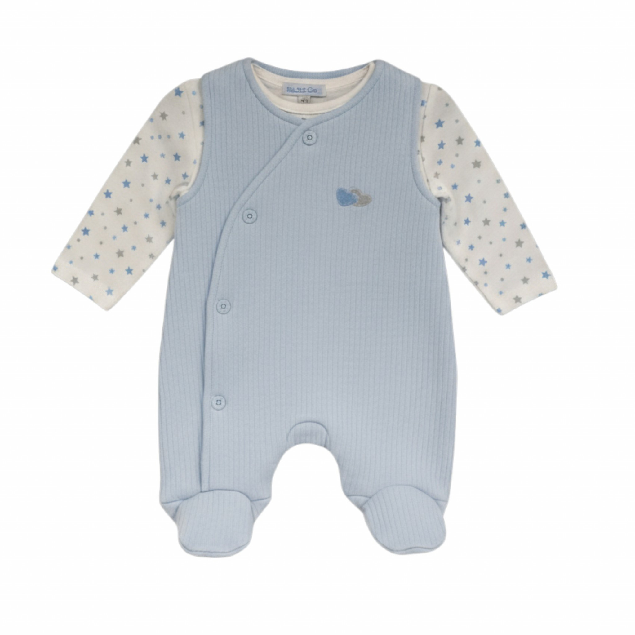 My Little Chick BIS-2020-2513 5035320025131 ML2020-2513S "Stars and Hearts" Dungaree Set (NB-6m)