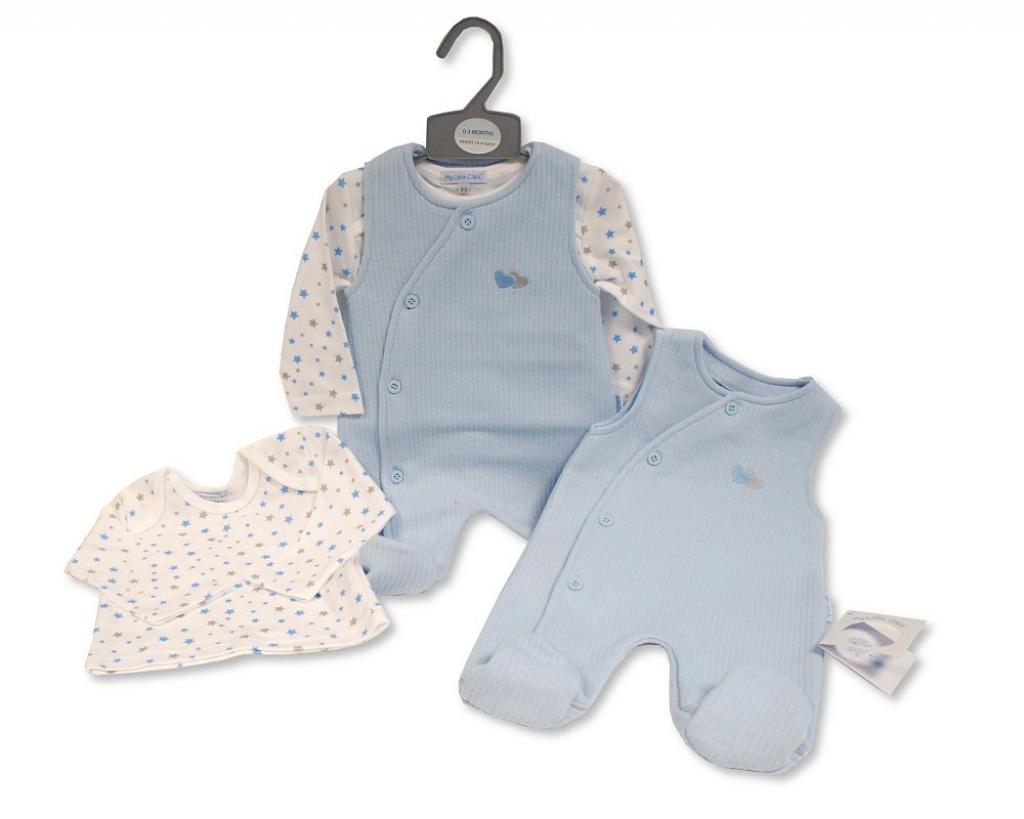 My Little Chick BIS-2020-2513 5035320025131 ML2020-2513 "Stars and Hearts" Dungaree Set (NB-6m)