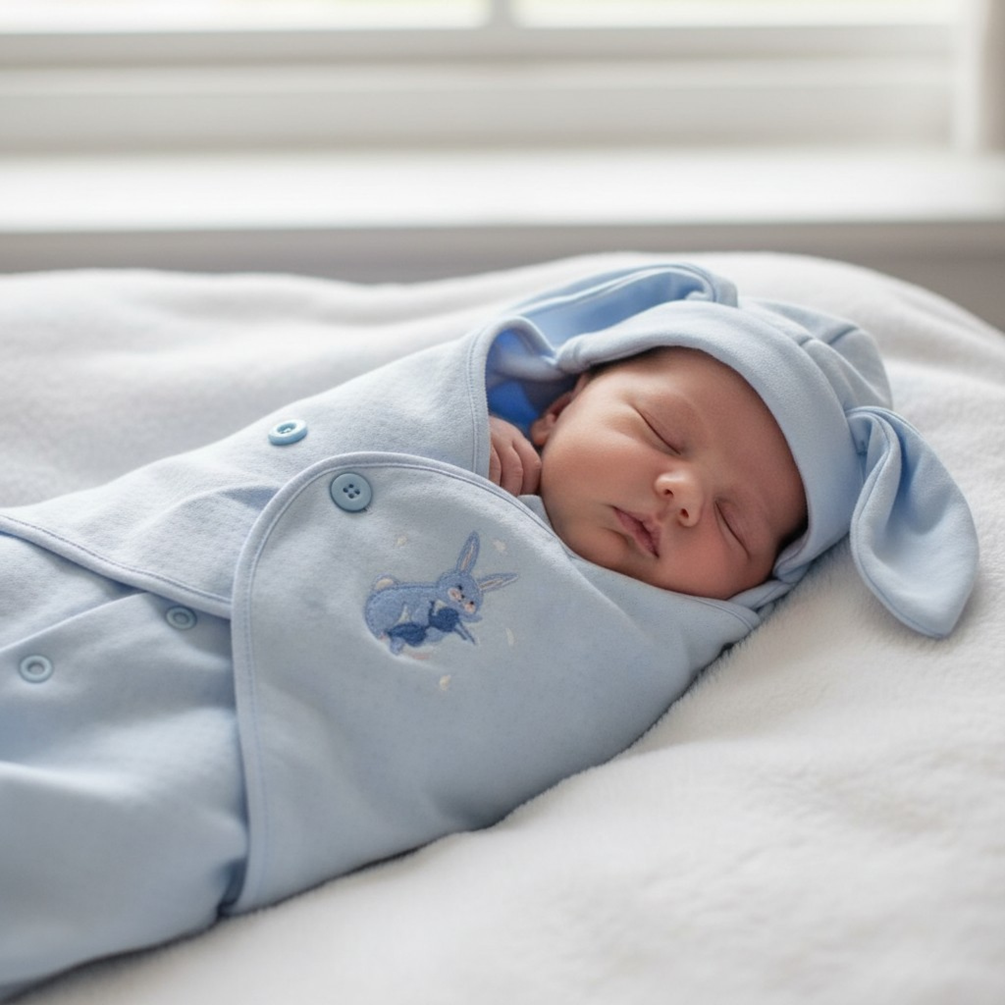 My Little Chick BIS-2020-2555 All sizes = 5035320025551 ML2020-2555S "Bunny" Hooded Swaddle All in One (NB-3 months)